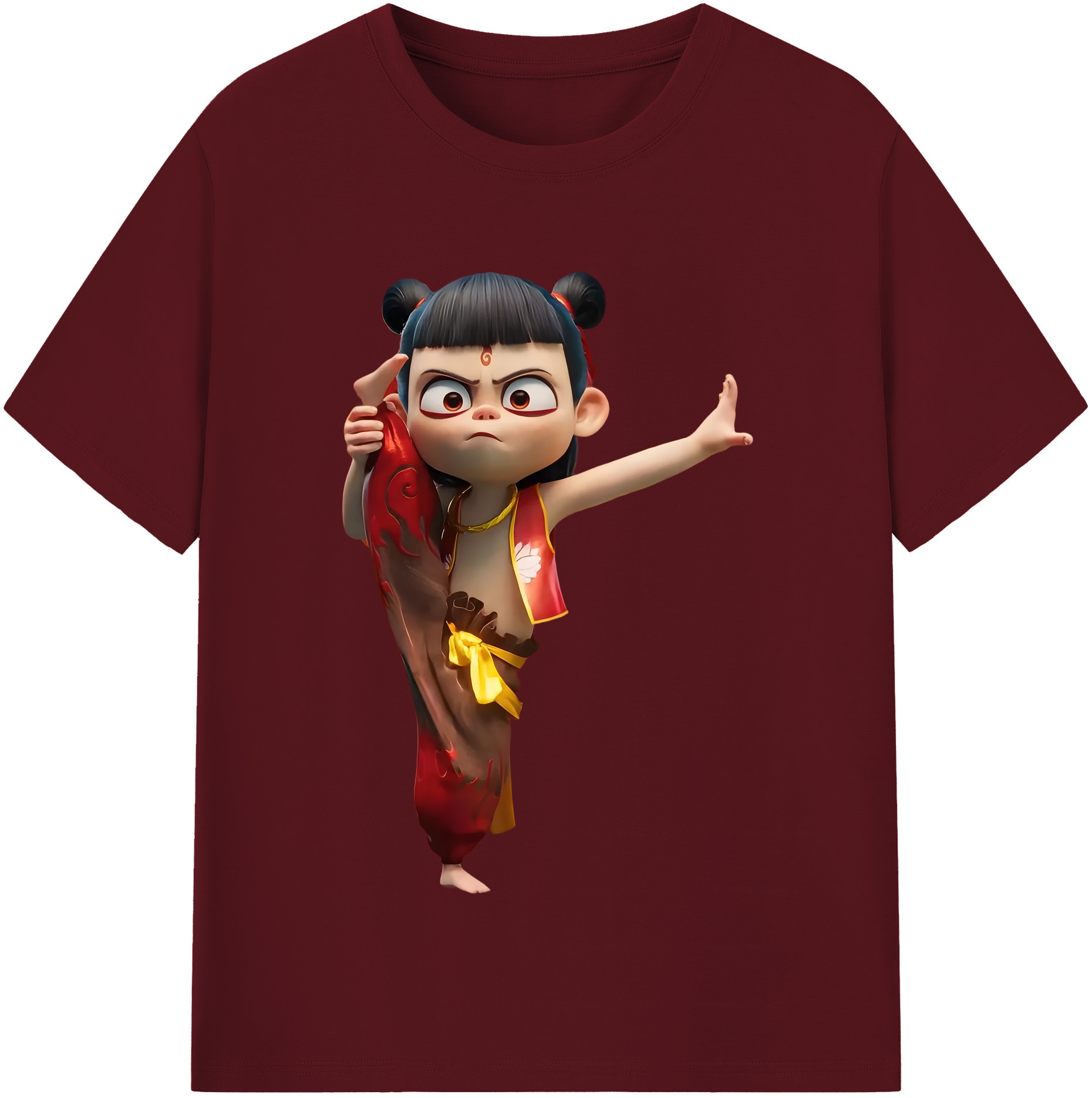 （画像用） Ne Zha 2 ナタ 魔童の大暴れ 綿100％半袖Tシャツ（フロントプリント）